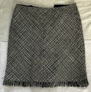 Apostrophe Frilled Wool Skirt 10 Petite BLACK & WHITE